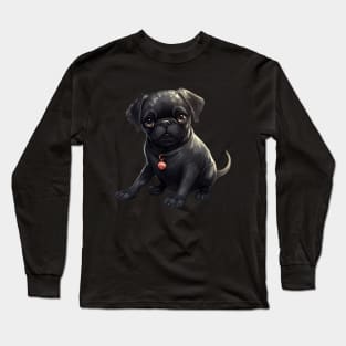 Black Pug Dog Long Sleeve T-Shirt